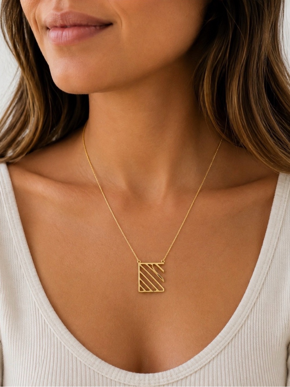 Zoetik 16k Gold plated Square Cutout Pendant Necklace - Women Jewelry